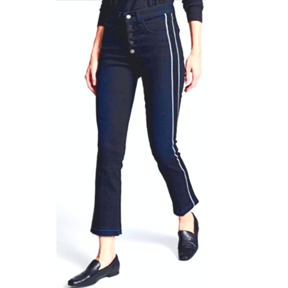 Veronica Beard Jeans Carolyn High Waist Side Tux Stripe Baby Bell 24 - Picture 12 of 12